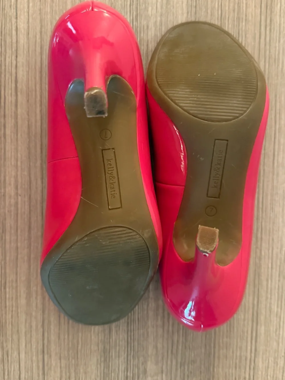 Kelly & Katie Hot Pink Patent Peep-Toe Heels